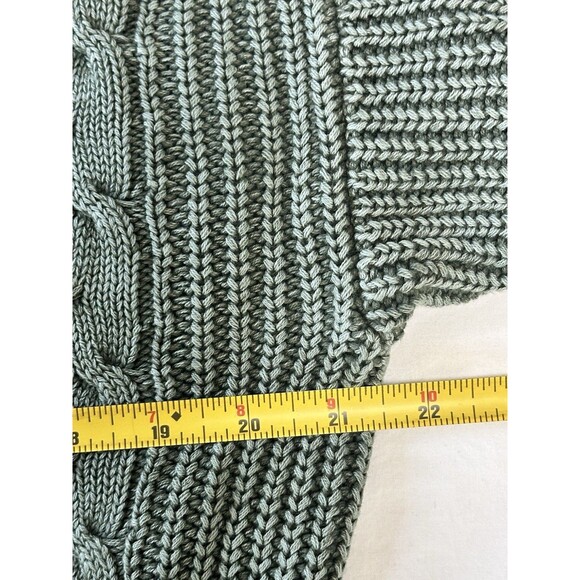 Aerie Oversized Cable Knit V Neck Pullover Slouchy Sweater Green Size XS - Picture 3 of 8